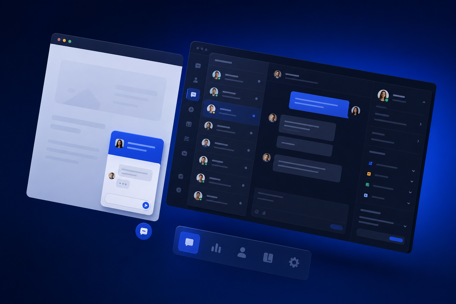 Live chat dashboard and widget preview